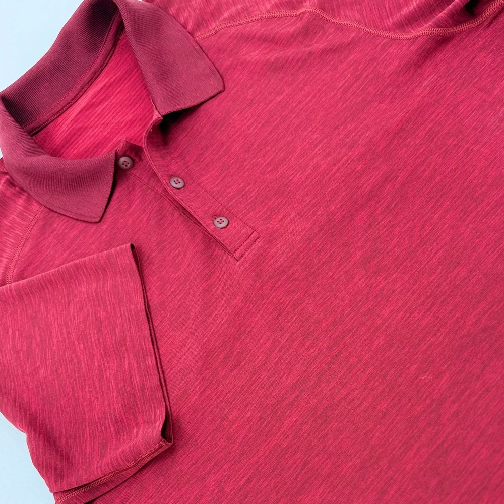 Lululemon Metal Vent Tech Polo Mens Large Red Heathered Active Excellent